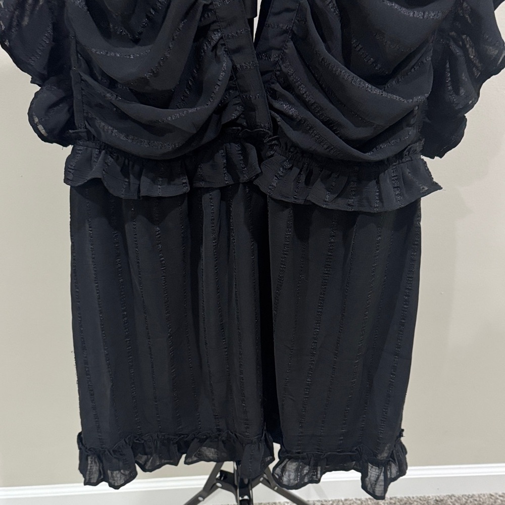 Ruffled Black V-Neck dress - Picture 3 of 6